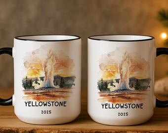 Yellowstone National Park Mug | Personalized Watercolor Travel Gift
