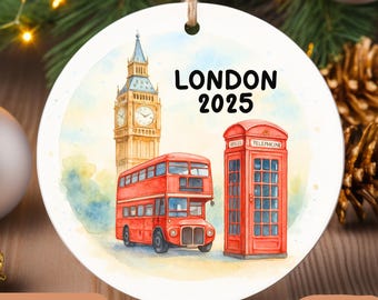 Personalized London Christmas Ornament • UK Travel Keepsake