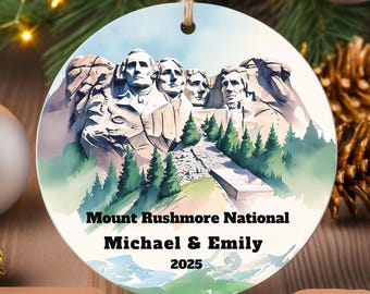 Personalized Mount Rushmore Ornament: 2025 US Landmark Keepsake