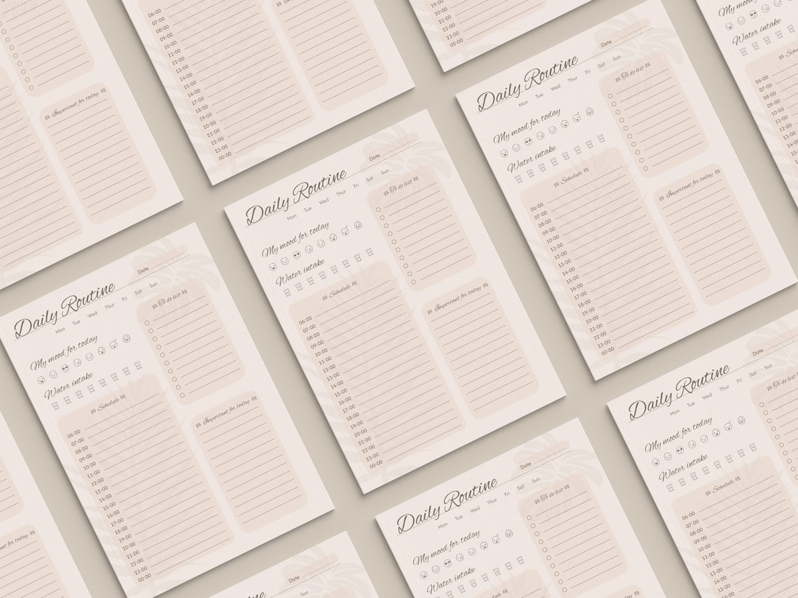 Daily Routine Checklist – Mood, To-do List & Water Intake Tracker ...