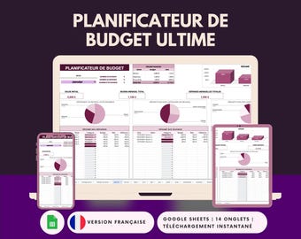 Planificateur de Budget Ultime Français | Suivi des Revenus, Dépenses et Économies | Budget Mensuel, Hebdomadaire Annuel w Arkuszach Google