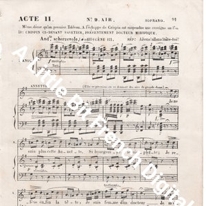 Digital Download Printable 2 Vintage French Music Sheets