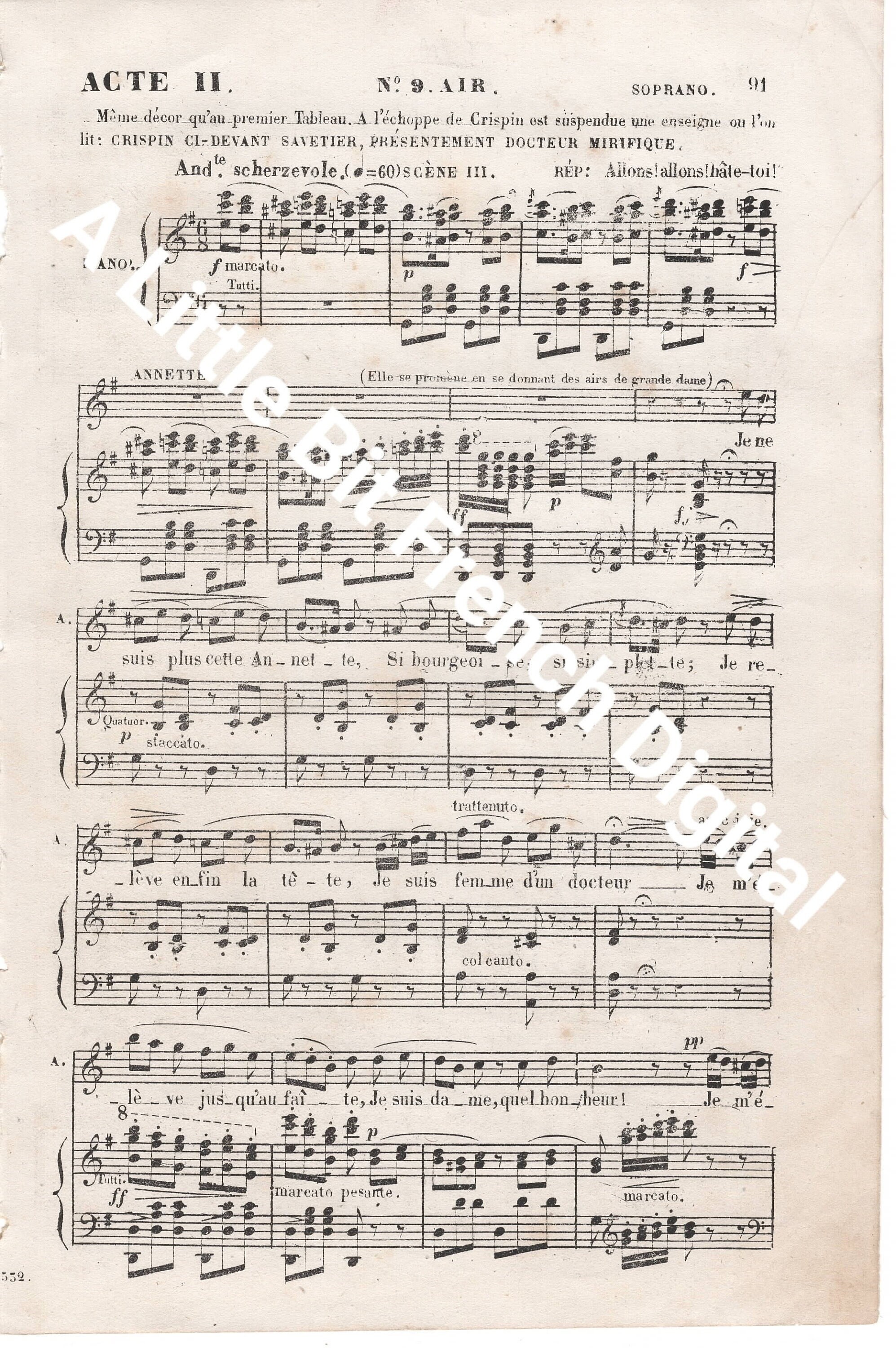 Digital Download Printable 2 Vintage French Music Sheets - Etsy