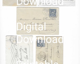 Digital Download Printables 3 pages of French Envelope Fronts