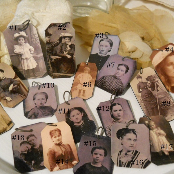 Faux Gem Tintype Embellishment Ladies and Children