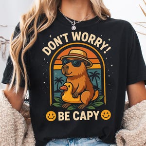 Capybara Shirt,Don’t Worry Be Capy Shirt,Funny Animal Tee,Cute Capybara Shirt,Vintage Sunset Shirt,Chill Vibes Tee,Comfort Colors Shirt