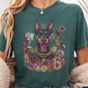 Royal Doberman Shirt,Funny Dog Lover Tee,Gold Crown Dog Shirt,Comfort Colors Shirt,Aesthetic Dog Graphic Tee,Goth Dog Shirt