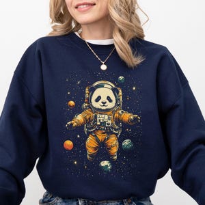 Astronaut Panda Shirt,Space Panda Sweatshirt,Cute Galaxy Shirt,Funny Space Animal Tee,Outer Space Crewneck,Retro Panda Astronaut