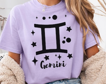 Camiseta del zodiaco Géminis, camiseta de astrología Géminis, camiseta del signo zodiacal Géminis, regalo divertido de Géminis, camiseta de cumpleaños del zodiaco, camiseta minimalista de Géminis, camiseta celestial