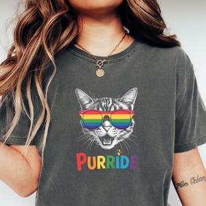 Pride Cat Shirt,Purride Rainbow Shirt,LGBTQ Cat Lover Tee,Funny Pride Shirt,Retro Cat Pride Shirt,Pet Lover Pride Gift