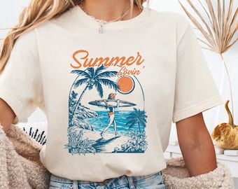 Summer Lovin Shirt,Retro Beach Tee,Surfer Girl Shirt,Ocean Vibes,Coastal Cowgirl Shirt,Vacation T-Shirt,Y2K Surf Shirt,Comfort Colors Shirt