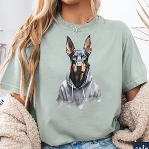Doberman Hoodie Shirt,Cool Dog Shirt,Doberman Lover Tee,Urban Dog Graphic Tee,Comfort Colors Shirt,Street Style Dog Shirt