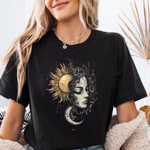 Celestial Sun Moon Shirt,Witchy Moon Face Tee,Astrology Shirt,Boho Graphic Shirt,Sun And Moon Shirt,Starry Night Shirt,Comfort Colors Tee