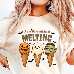 I’m Freaking Melting Shirt,Funny Summerween Shirt,Halloween Ice Cream Tee,Spooky Cute Shirt,Summer Halloween Shirt,Retro Monster Shirt