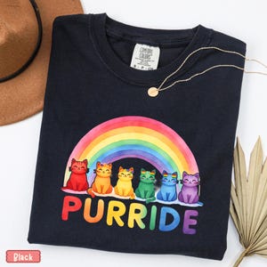Rainbow Pride Cat Shirt,Purride LGBTQ Shirt,Comfort Colors Cat Tee,Funny Pride Shirt,Inclusive Pride Shirt,Cat Lover Gift