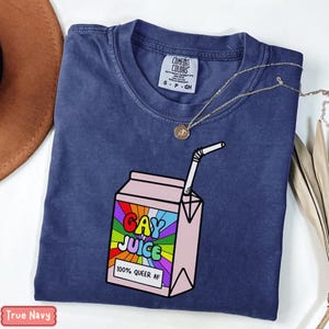 Gay Juice Shirt,Funny Pride Tee,100% Queer AF Shirt,LGBTQ Graphic Shirt,Retro Rainbow Comfort Colors,Gay Cartoon Shirt, Pride Month Shirt