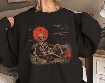 Sudadera de esqueleto, camiseta espeluznante, camiseta de Halloween, camiseta genial, regalo de suéter, sudadera con gráfico, sudadera con capucha de esqueleto, camiseta unisex, sudadera negra