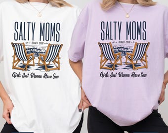 Maglietta Salty Moms Club, Maglietta Beach Club, Maglietta Beach Mom, Le ragazze vogliono il sole, Maglietta Comfort Colors, Maglietta per le vacanze, Maglietta Coastal Mom