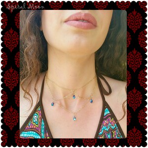 14k gold and aurora borealis Preciosa crystal necklace in dazzle blue