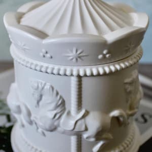 Handcrafted Cement Carousel with Elegant Horses – Unique Decorative Piece for Home, Nursery, Gift, baby shower, Valentine's Day, Easter
