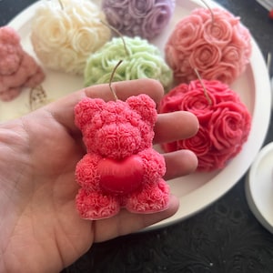 Mini Rose Bear –Perfect Valentine&#39;s Day Gift for Girlfriend, Wife, Mother, Teacher Handcrafted Rose Bear Keepsake Romantic & Thoughtful Gift