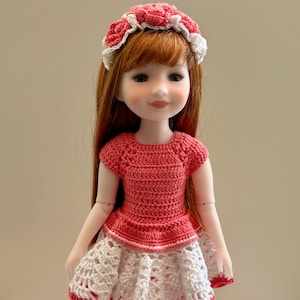 Handcrafted Ruby Red Fashion Friends Pink Rose Outfit, Summer Doll Outfit, Flower doll clothing, Ruby Red Clothing ( 14.5” doll)