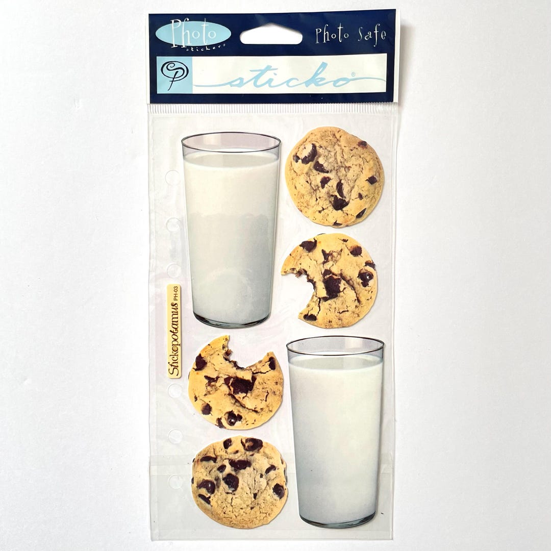 Sticko Milk & Cookies Stickers 1 Sheet | Chocolate Chip Cookies, Glass ...