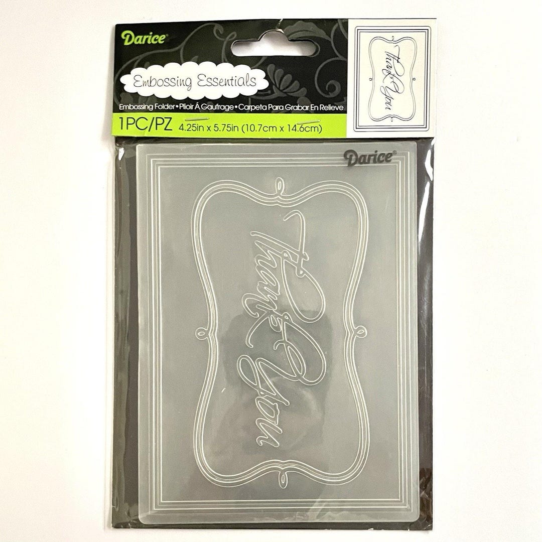 Darice Embossing Essentials Thank You Framed Embossing Folder 4.25" X 5 ...