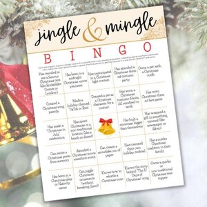 Christmas Jingle and Mingle Bingo Game – Printable Holiday Party Icebreaker, Fun Office Game, Family Gathering Activity, Christmas Bingo