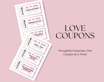 Printable Love Coupons – Romantic Valentine's Day Gift for Him or Her, DIY Anniversary Gift, Date Night Vouchers, Fun Couples Gift