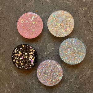 Round glittery Phone PopSocket: Phone Grip Holder in various colours white pink black