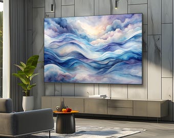 Samsung Rahmen TV Kunst für Rahmen Tv abstrakte Aquarell Wellen Gemälde Vintage Gemälde sofortiger Download,