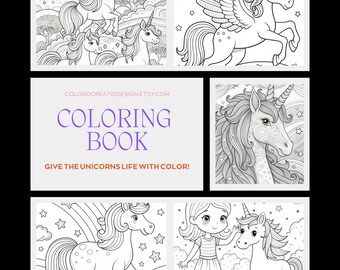 Einhorn Malbuch für Kinder Kreative Einhorn Malseiten Einhorn Malseiten Tolles Geschenk für Mädchen Kunstliebhaber großes Bundle zum sofortigen Download