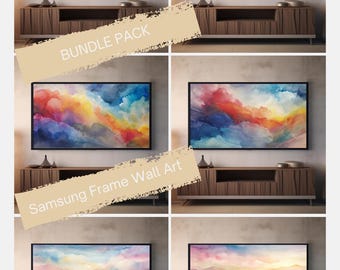 Bundle Pac Samsung Rahmen TV-Kunst für Rahmen Tv Abstrakt Aquarell Wellen Malerei Vintage-sofort-Download,