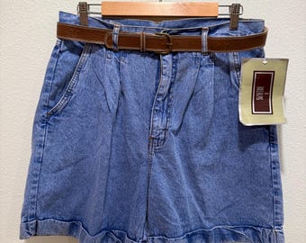 Vintage 90er Jahre Bill Blass Hoch taillierte Denim Shorts Neu mit Etikett Größe 16 Butter Mom Style Blue Jeans Shorts