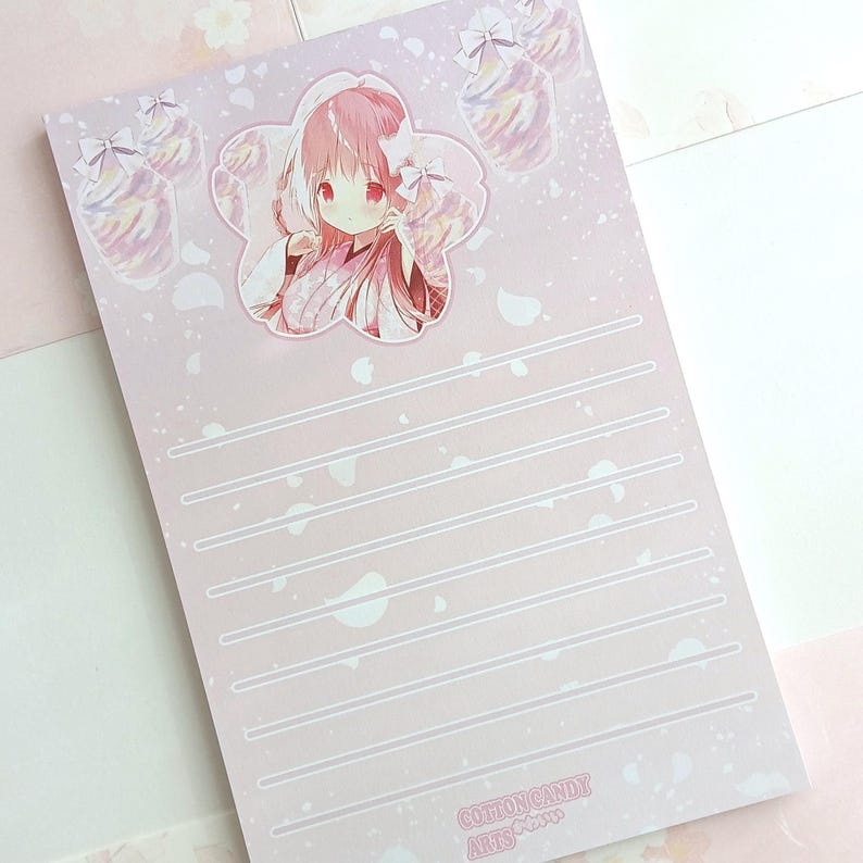 Sakura Anime Notepad for Writing Checklists, Notes, and Shopping Lists ...