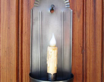 The Virginia Sconce - Antique tin finish - tin sconce - lighting - primitive lighting - antique wall sconce - candle holder - colonial