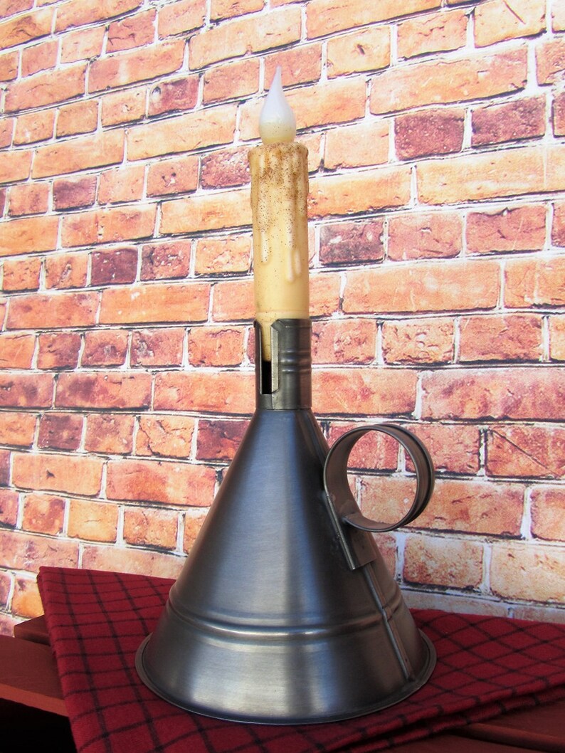 Colonial Candle Cone Antique Tin Finish Tin Candle Holder Etsy