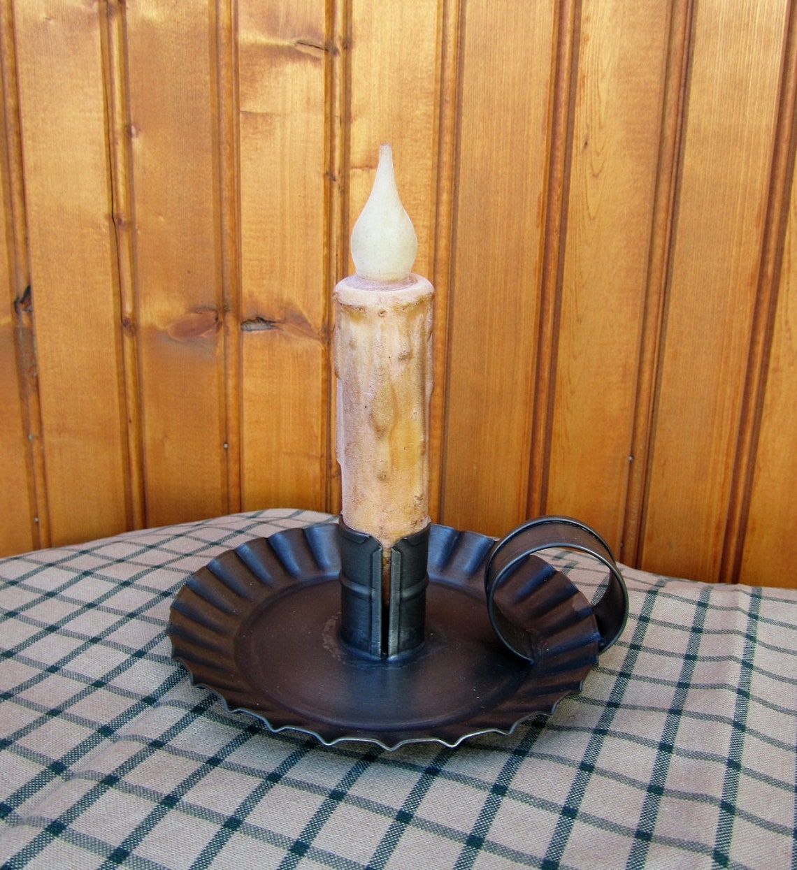 Valley candle holder Antique tin finish tin candle Etsy