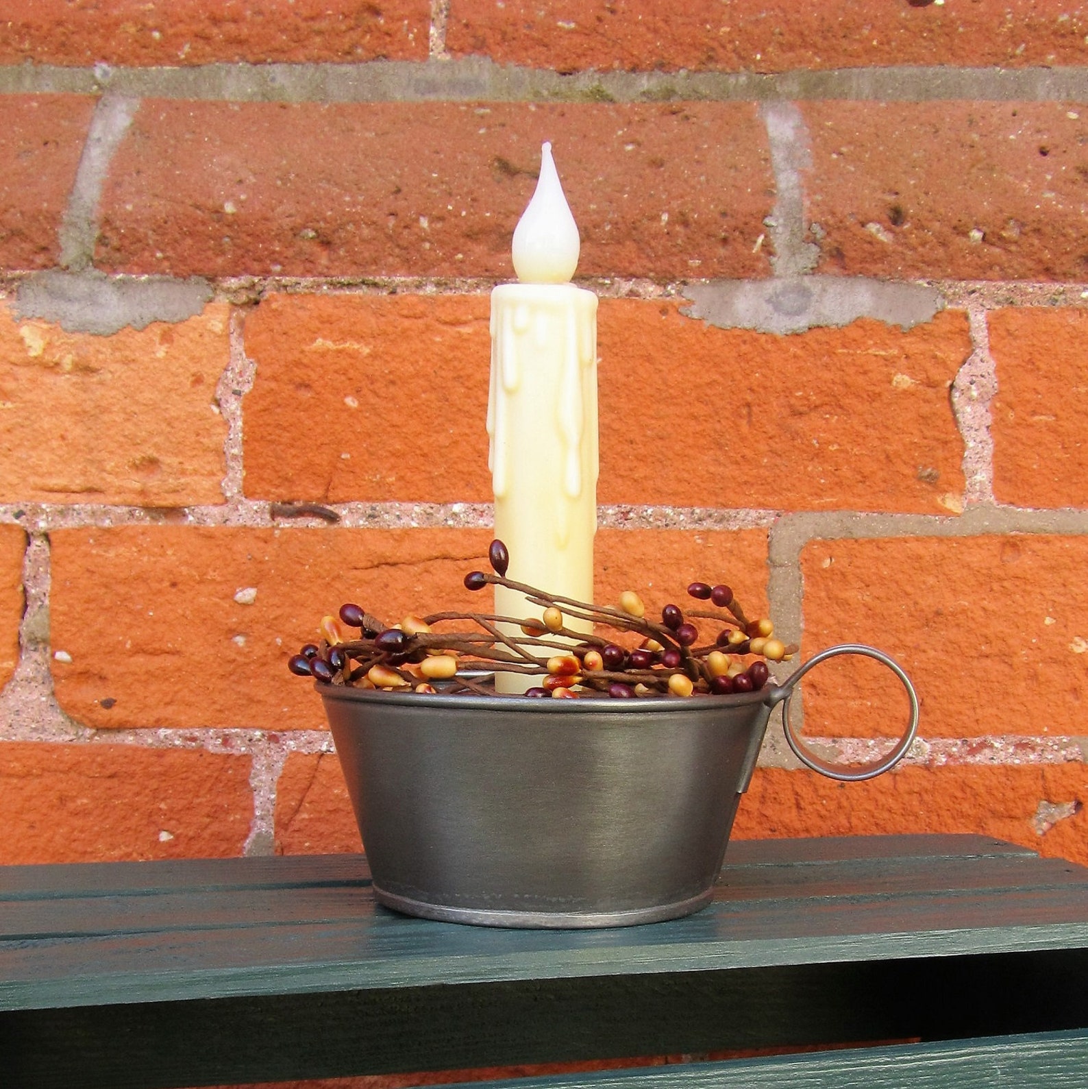 Sarah's Tin Candle Holder Antique Tin Finish Primitive Etsy