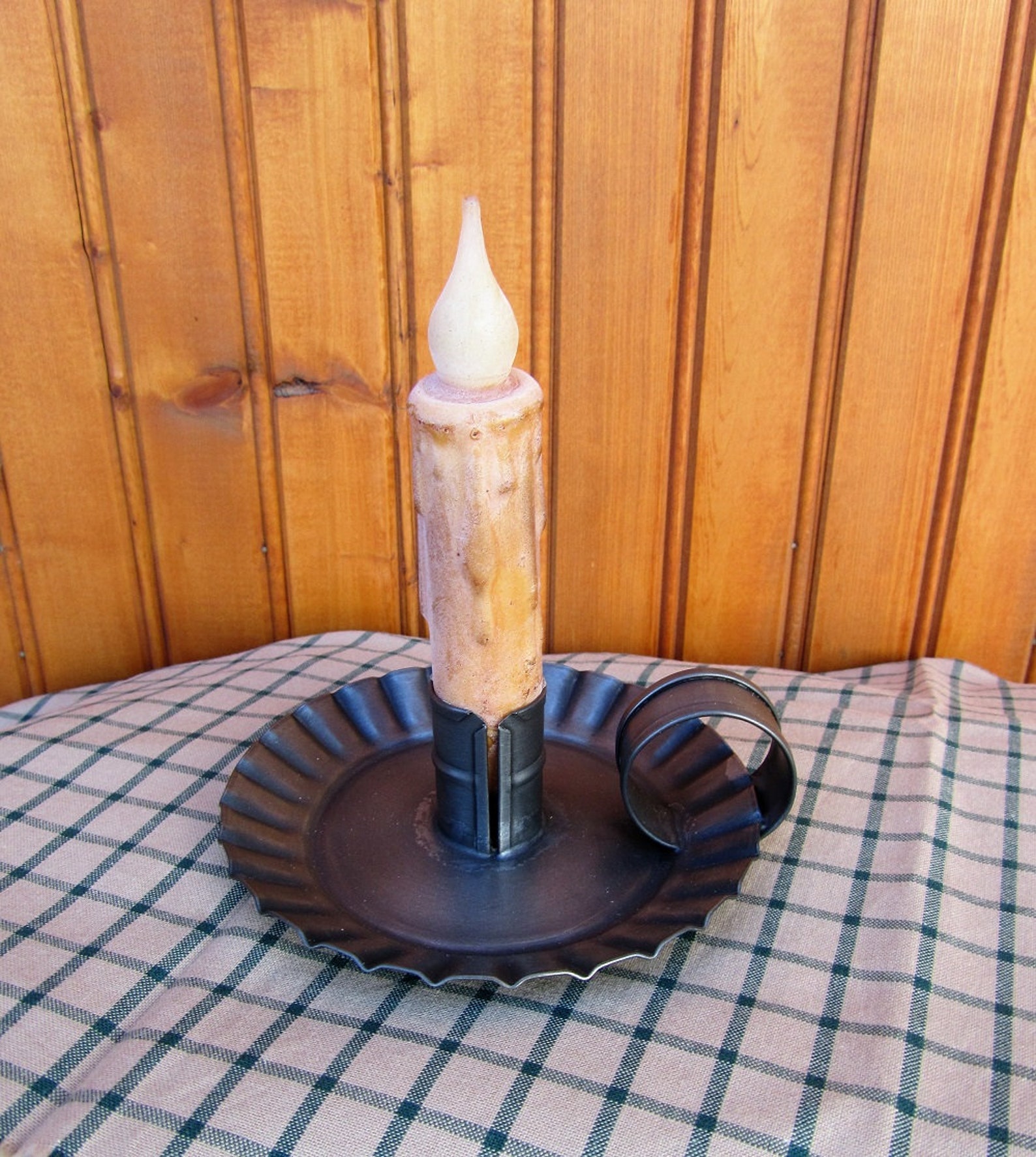 Valley candle holder Antique tin finish tin candle Etsy