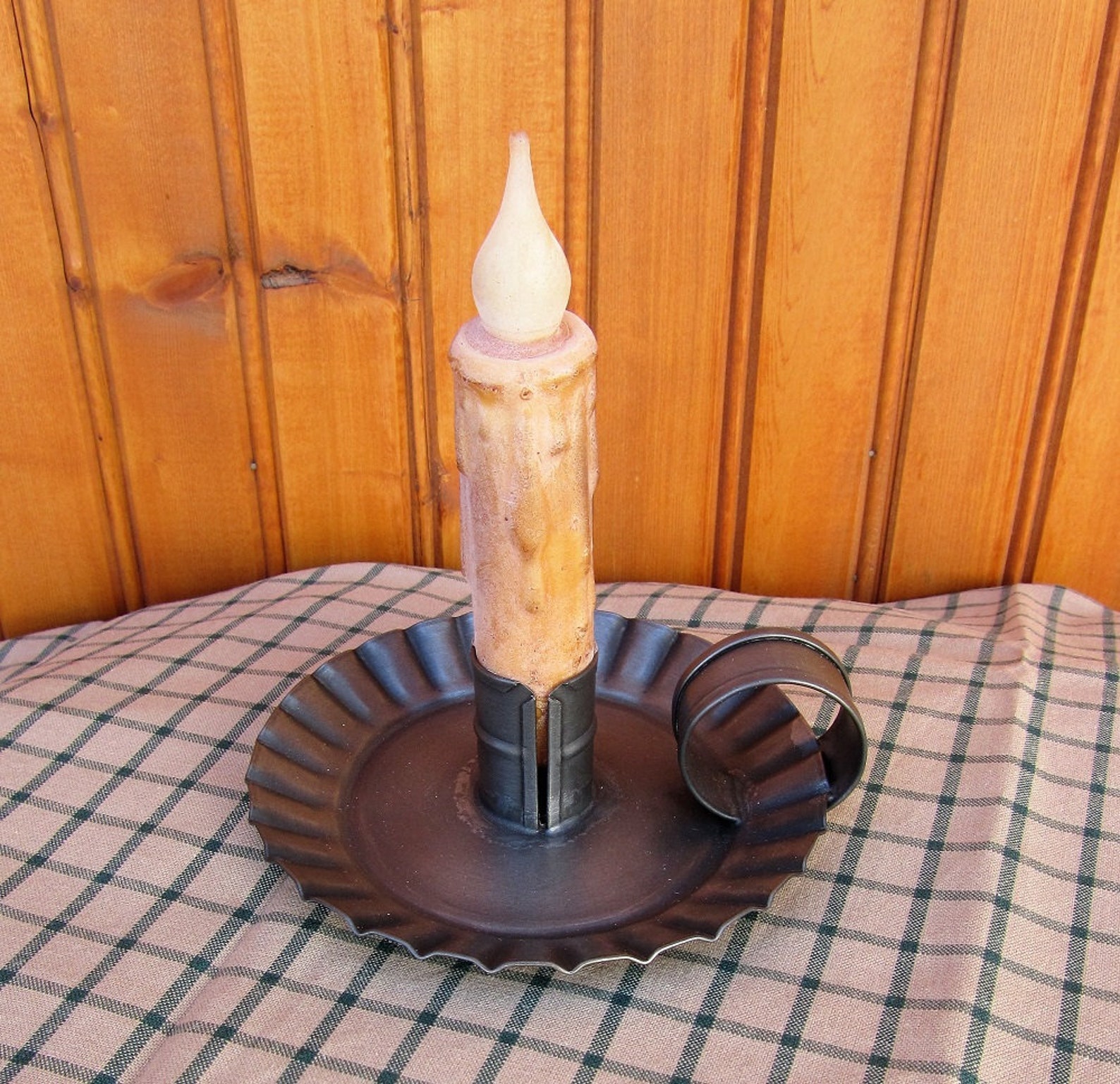 Valley candle holder Antique tin finish tin candle Etsy