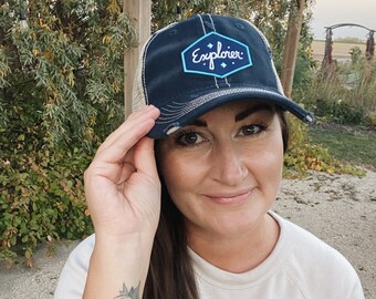 Vintage Distressed Hat with Explorer Patch