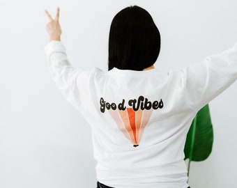 Good Vibes Long Sleeve White T