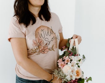 Wild Soul- Bella and Canvas Heather Prism Peach Tee