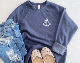 True Love -Anchor Design Favorite Crewneck - Bella + Canvas Cozy Embroidered Sweater