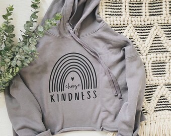 CHOOSE KINDNESS - Cropped Bella & Canvas Hoodie - Storm