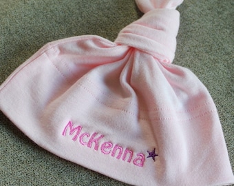 Personalized American Apparel Baby Knot Hat - Embroidered with a Star