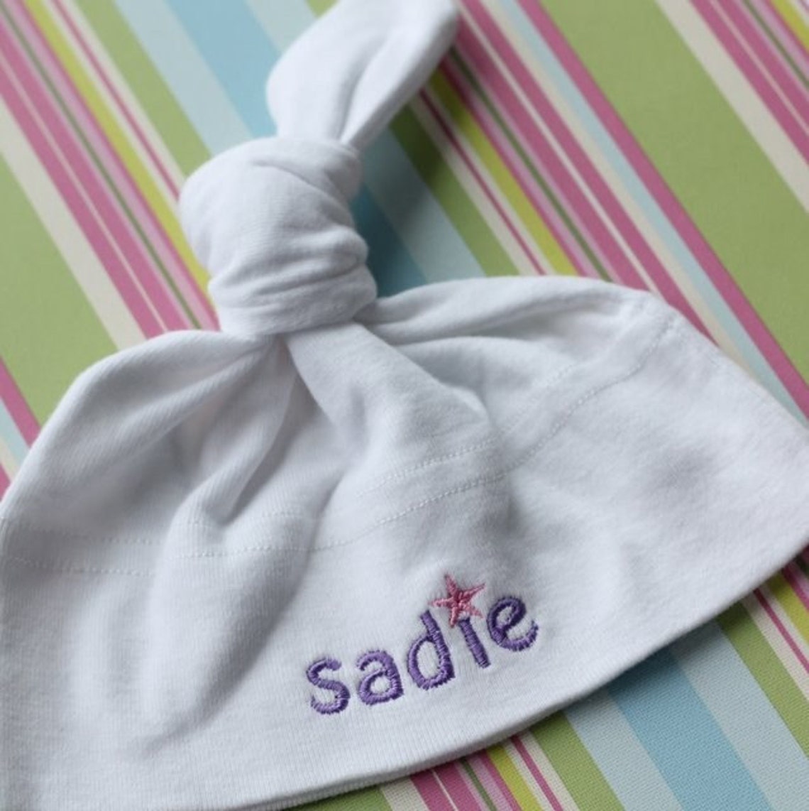Personalized American Apparel Baby Knot Hat Embroidered With - Etsy