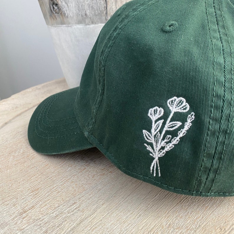 Dad Hat with side Floral Design You choose hat color image 5